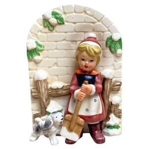 Erich Stauffer Girl & Dog Wall Art S8398 Figurine  Japan